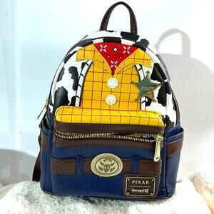 Loungefly Pixar Toy Story Woody Sheriff Mini Backpack Disney CowPrint Never Used